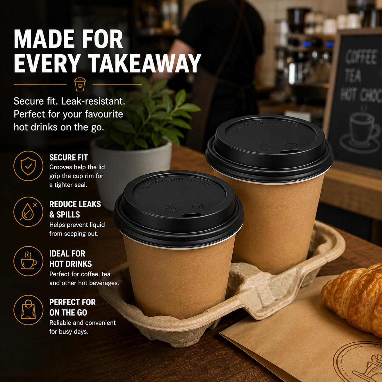 PP paper cup lids on takeaway coffee cups for cafes, hot drinks and on-the-go use in Singapore