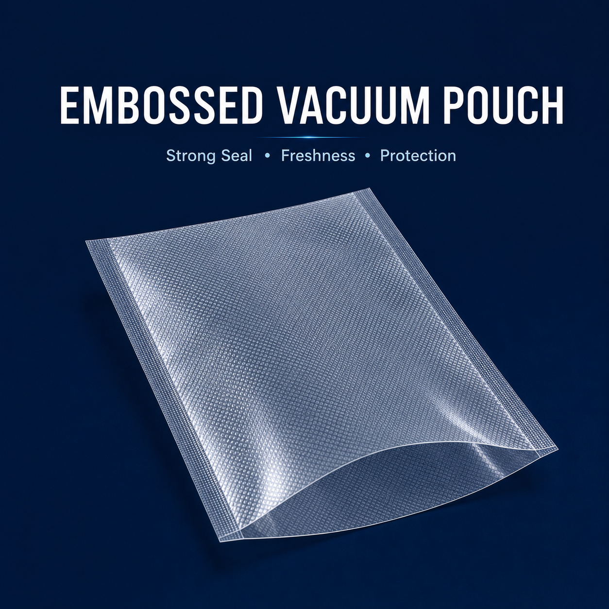 Clear embossed vacuum pouch with textured surface and open end for food packaging in Singapore