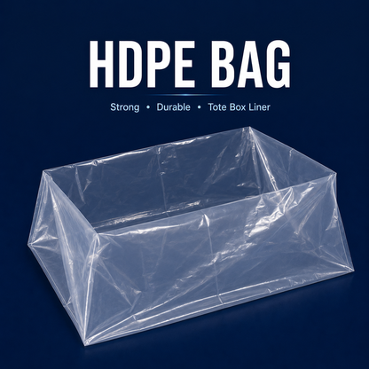 Large clear HDPE bag used as a tote box liner for food handling and commercial packaging in Singapore
