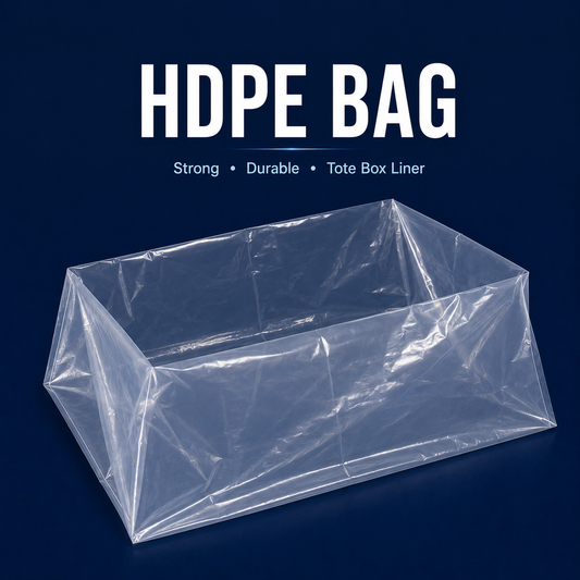 Large clear HDPE bag used as a tote box liner for food handling and commercial packaging in Singapore