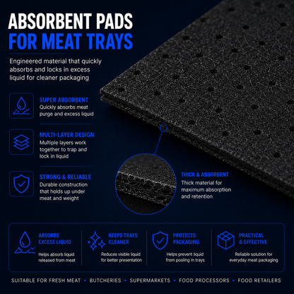 Close-up of black absorbent pad material for meat tray packaging