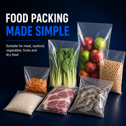 PE bags for food packing meat seafood vegetables fruits and dry food in Singapore