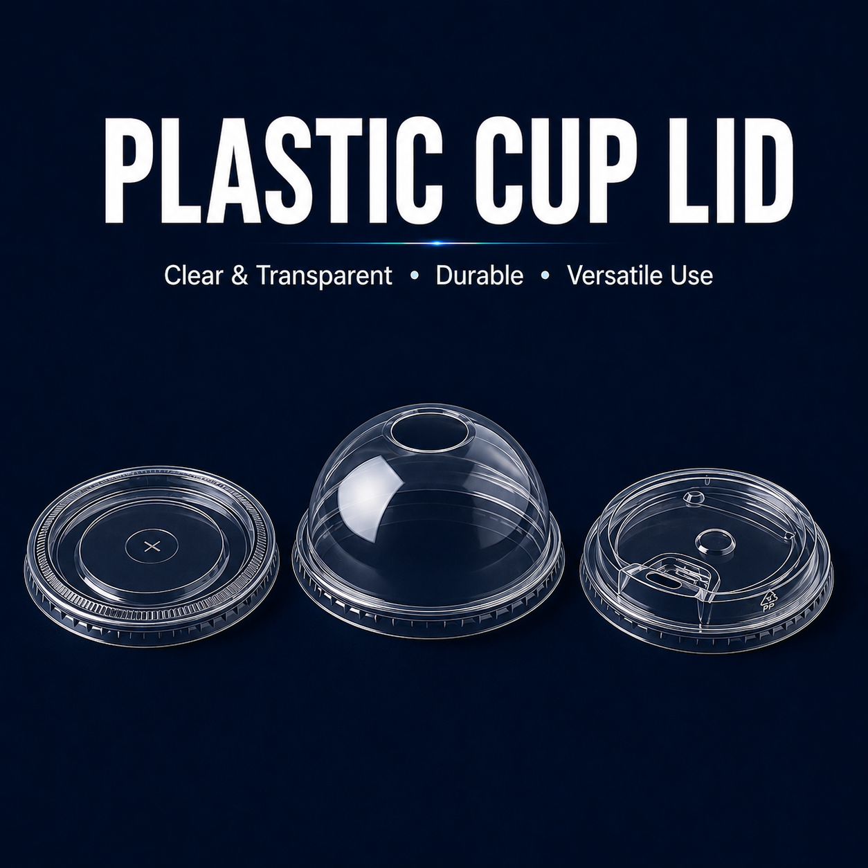 Clear plastic cup lids in flat, dome and strawless styles for takeaway drinks and cafes in Singapore