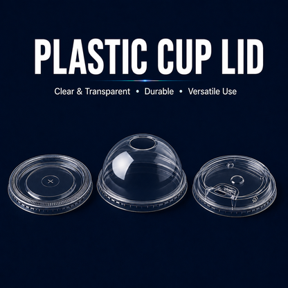 Clear plastic cup lids in flat, dome and strawless styles for takeaway drinks and cafes in Singapore