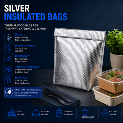 Silver insulated bags Singapore for food takeaway, catering and delivery