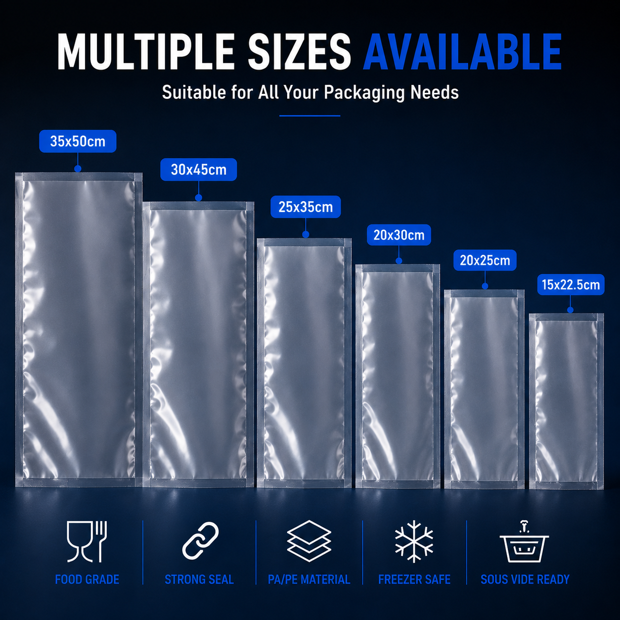 Vacuum bag sizes Singapore for food packaging