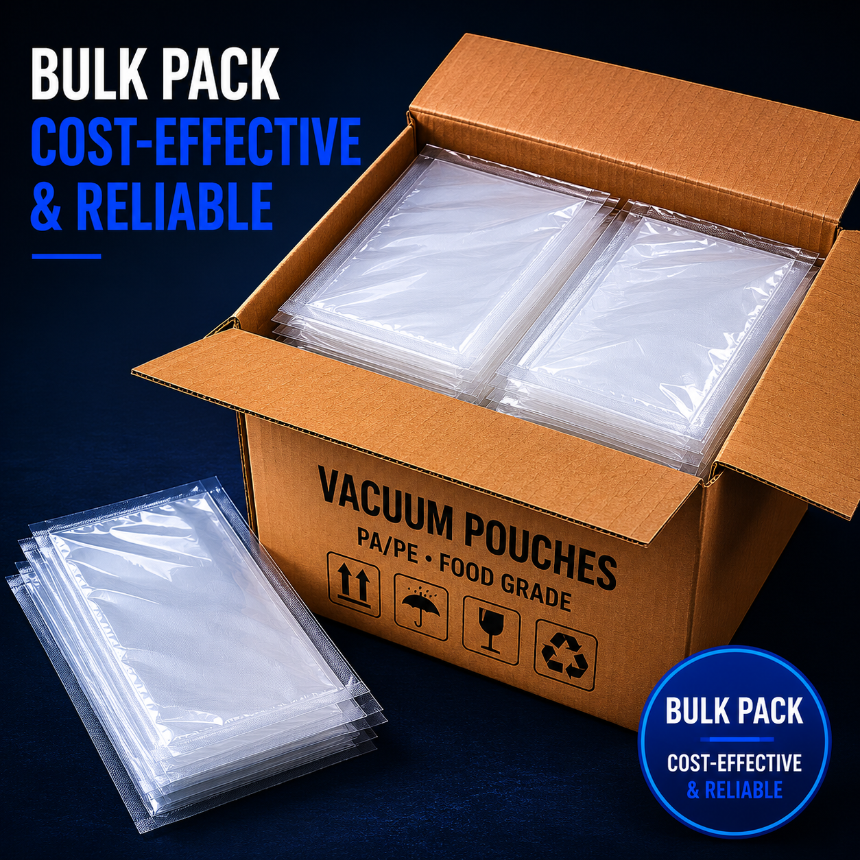 Bulk pack PA/PE vacuum pouches in Singapore for food packaging businesses