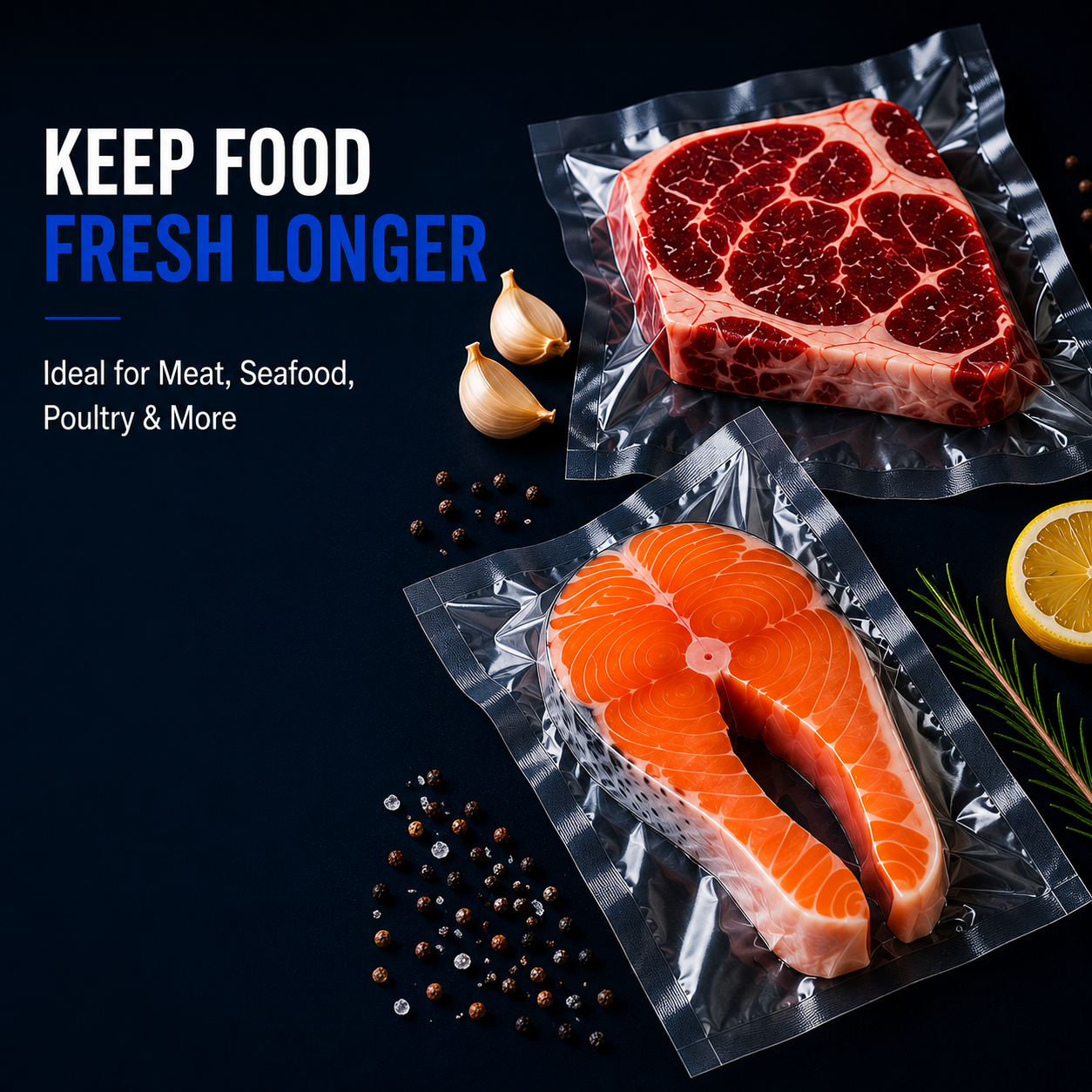 Vacuum pouches for keeping meat seafood and poultry fresh longer in Singapore