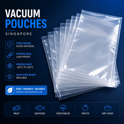 Smooth food-grade vacuum pouches for meat seafood and sous vide
